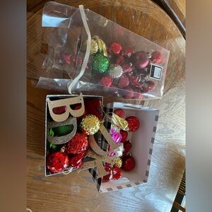 Festive Holiday Ornament Set with Gold Glitter Letters